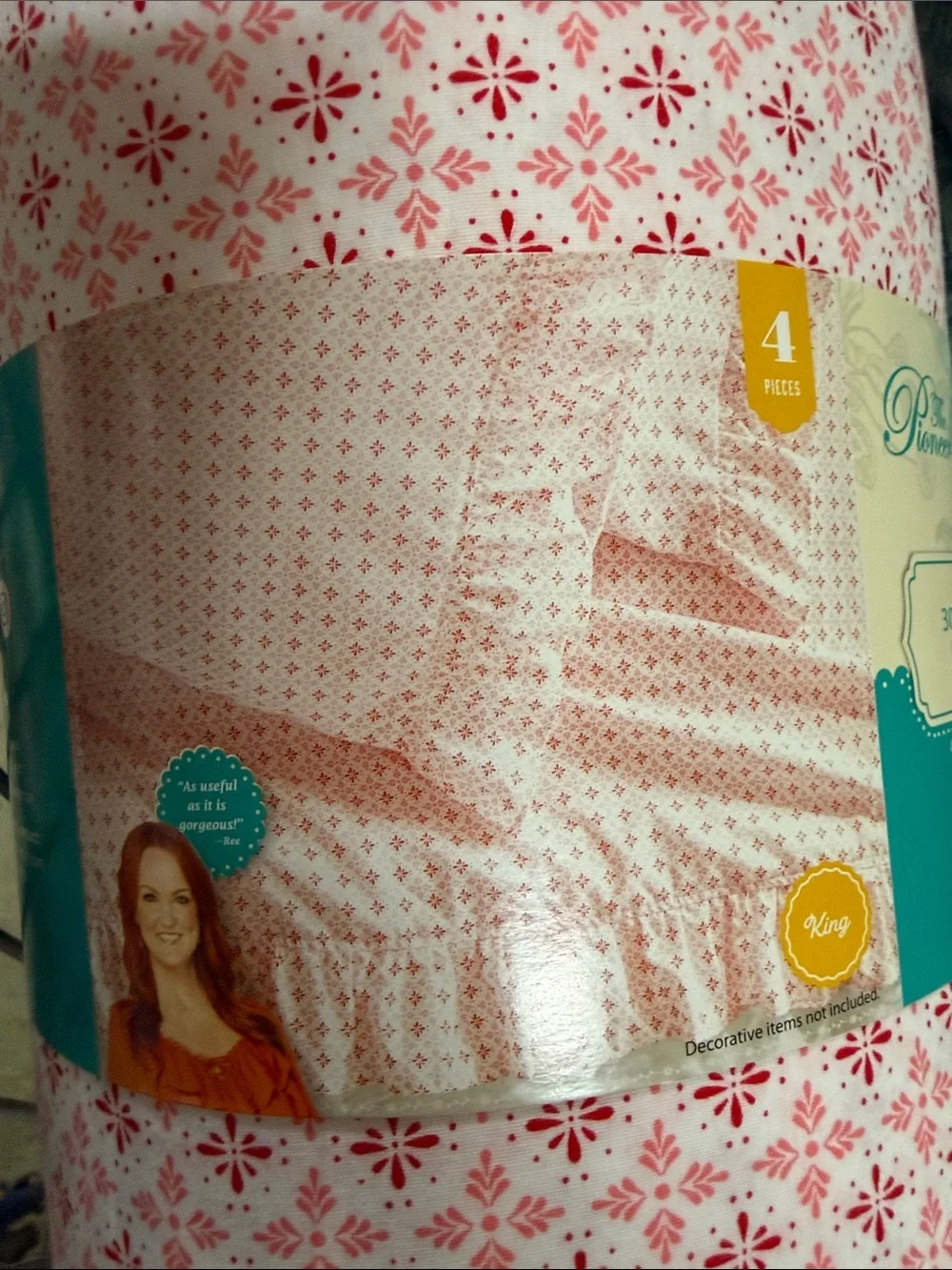 KING The Pioneer Woman Starburst Geo 100% Cotton Percale Sheet Set Pink Sheets